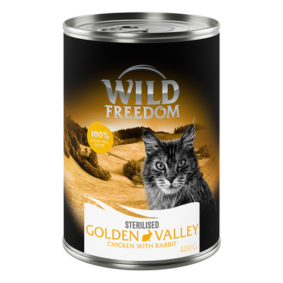 Wild Freedom Adult Sterilised 6 x  400 g - Graanvrij - Golden Valley Sterilised - Konijn & Kip - natvoer katten