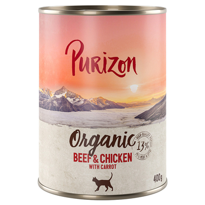 Purizon Organic Rund en kip met wortel (6 x 400 g) - natvoer katten