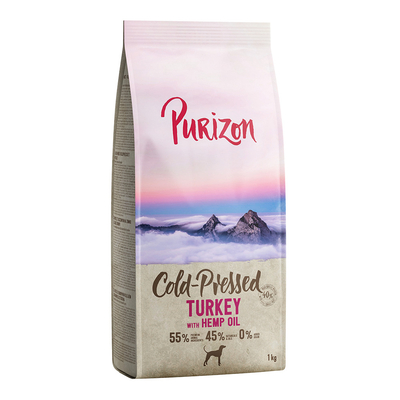 Purizon Coldpressed Kalkoen met Hennepolie - 1 kg - hondenbrokken