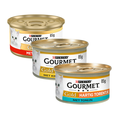 GOURMET Gold Hartig Torentje - Tonijn - 24 x 85 gram - natvoer katten