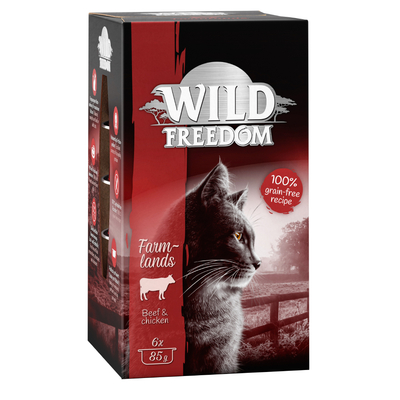6x85g Adult Kuipje Farmlands Rund & Kip Wild Freedom Kattenvoer - natvoer katten