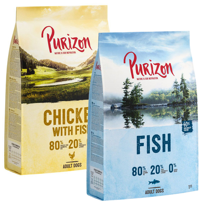 Purizon Probeerpakketten 2 x 1 kg - Kip met vis, vis - hondenbrokken