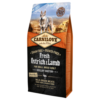 Carnilove Vers Adult Kleine Rassen Struisvogel, Lam voor Honden  - 2 x 6 kg - hondenbrokken