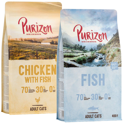 Purizon Adult Kip met Vis & Vis 2 x 400 gram - kattenbrokken