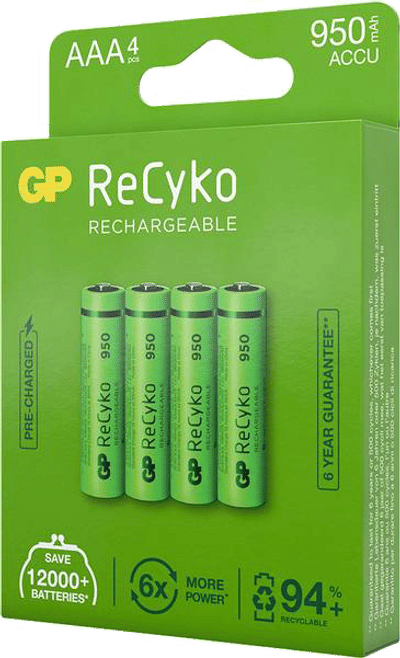 GP Recyko Aaa 950 Mah oplaadbare batterijen - 4 stuks