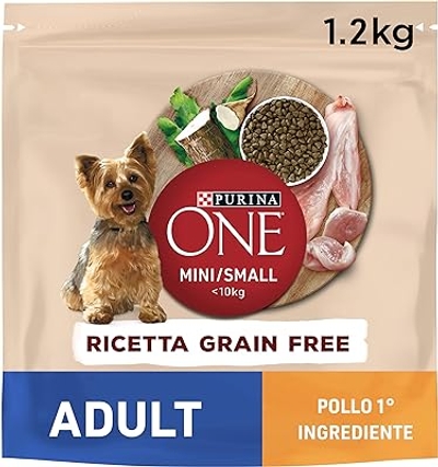 PURINA ONE Mini < 10 kg voer voor kleine honden, grenvrij met kip, 6 zakken à 1,2 kg - hondenbrokken