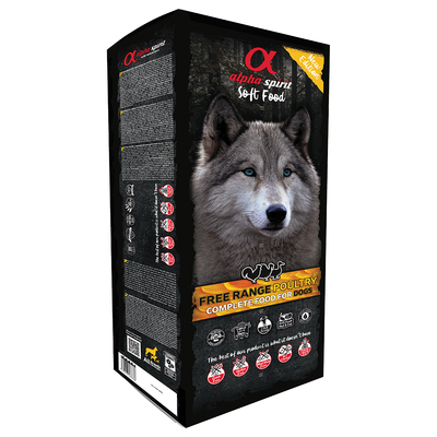 Alpha Spirit 9 kg +  Alpha Spirit Half Ham Bot gratis!  - Free Range Poultry Hondenvoer (9 kg) - hondenbrokken
