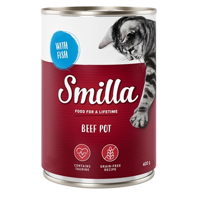 6x400g Rundvleesstukjes met Vis Smilla Kattenvoer - natvoer katten