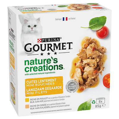 8x 85g Gourmet Nature's Creations Kip & Kalkoen Nat Kattenvoer - natvoer katten