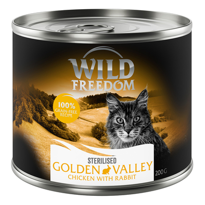 Wild Freedom Adult Sterilised 6 x 200 g - Graanvrij - Golden Valley Sterilised - Konijn & Kip - natvoer katten