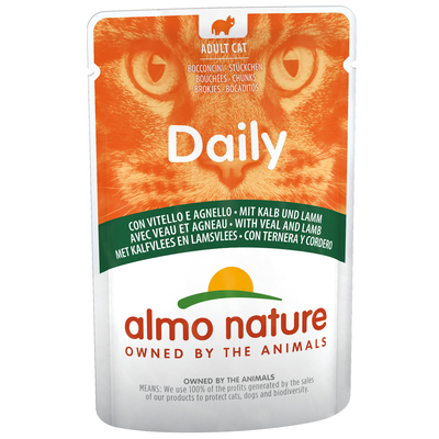 Voordeelpakket Almo Nature Daily Menu Maaltijdzakjes 12 x 70 g - Kalf en Lam - natvoer katten