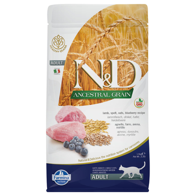 Farmina N&D Adult Ancestral Grain Lam & Bosbessen - Dubbelpak: 2 x 5 kg - kattenbrokken
