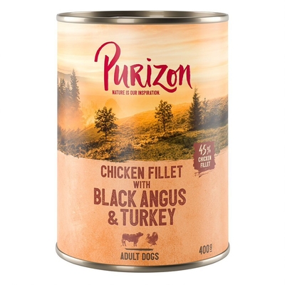 Purizon Enkel Blik 400 g - Kipfilet met Black Angus & Kalkoen, Zoete Aardappel en Cranberry - natvoer katten