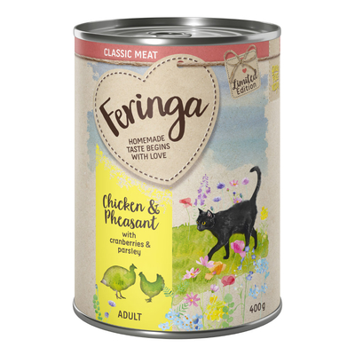 Limited Edition: Feringa Classic Meat Lentemenu Kip & Fazant met Veenbessen 24 x 400 g - natvoer katten