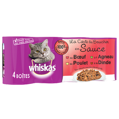 Vlees in Saus (12 x 390 g) Whiskas La Carte 12x390/400g Natvoer Katten - natvoer katten