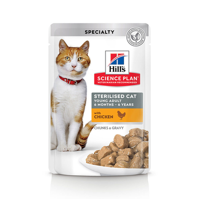 48x85g Young Adult Sterilised Cat Kip Hill's Science Plan Kattenvoer - natvoer katten