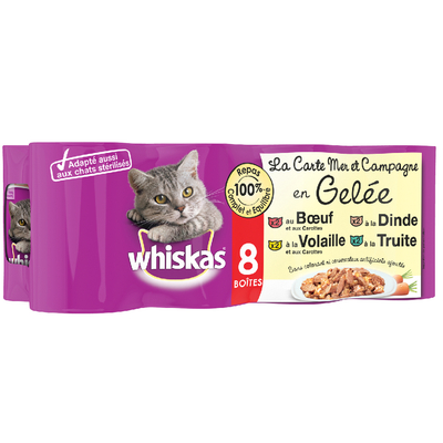 Whiskas Zee en Land in Gelei La Carte 8 x 390 gram - natvoer katten