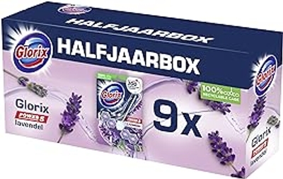 Glorix Power 5 Lavendel Wc Blok voor een hygiënische reiniging - 9 stuks - Voordeelverpakking