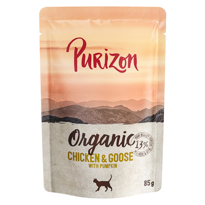 Voordeelpakket: Purizon Organic 12 x 85 g - Kip en gans met pompoen - natvoer katten