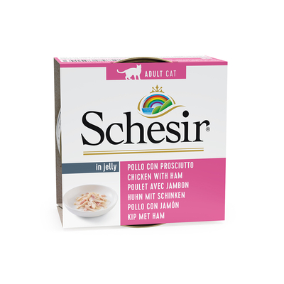 24x85g Natural Kipfilet met Ham Schesir Kattenvoer - natvoer katten