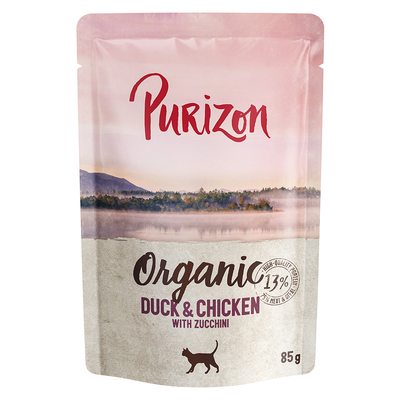 Voordeelpakket: Purizon Organic 24 x 85 g - Eend en kip met courgette - natvoer katten