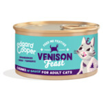 18x Edgard & Cooper Feestelijk Kattenvoer Adult Chunks Hert 85 gr - natvoer katten