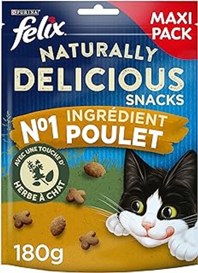 Felix Natuurlijk heerlijk Rich in Chicken met een vleugje kattengras - 180 g - snoepjes voor volwassen katten - natvoer katten