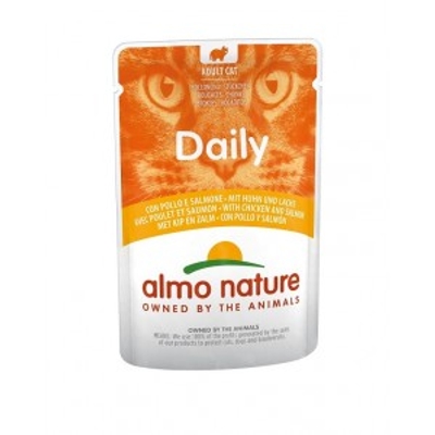 Almo Nature Daily met Kip & Zalm 60 x 70 g - natvoer katten