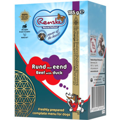 Renske rund met eend Vers Bereid nat hondenvoer 24 x 185 g - natvoer honden - hondenbrokken - natvoer honden