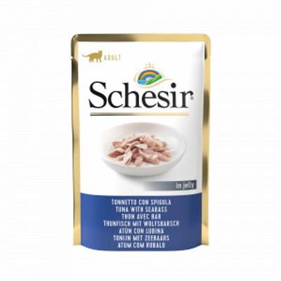 Schesir tonijn met zeebaars (jelly) natvoer kat (zakjes 85 g) 2 dozen (40 x 85 g) - kattenbrokken - natvoer katten