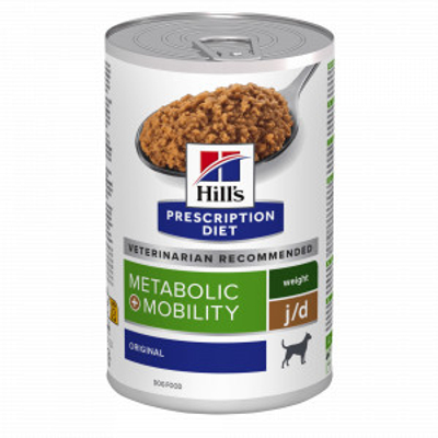 Hill's Prescription Diet J/D Weight Metabolic + Mobility nat hondenvoer (blik) 2 trays (24 x 370 g) - natvoer honden - hondenbrokken - natvoer honden