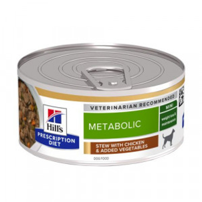 Hill's Prescription Diet Metabolic Weight Management stoofpotje voor hond met kipsmaak & groenten blik 1 tray (24 x 156 g) - natvoer honden - hondenbrokken - natvoer honden