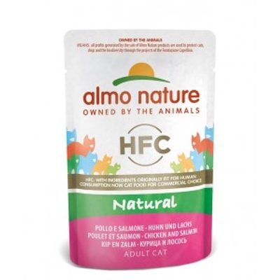 Almo Nature HFC Natural Kip met Zalm 24 x 55 g - natvoer katten