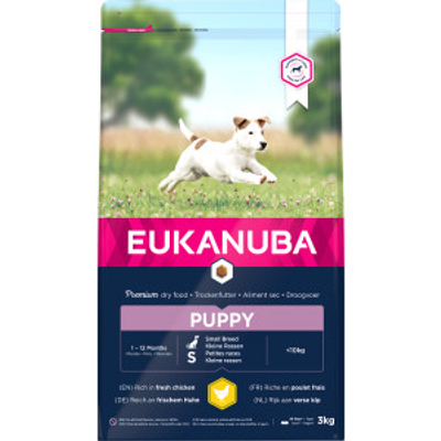 Eukanuba Puppy Small Breed kip hondenvoer 3 x 3 kg - hondenbrokken