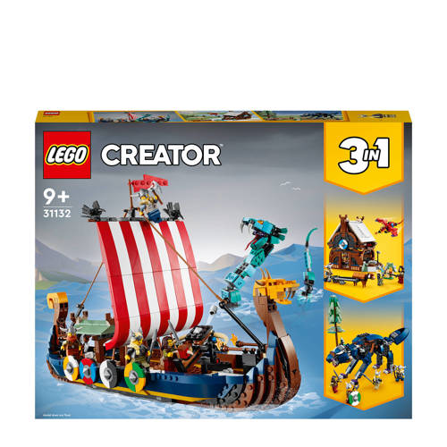 LEGO Creator Vikingschip en de Midgaardslang 31132 Bouwset