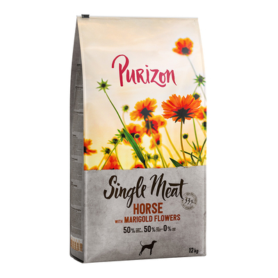 Purizon Single Meat Adult Paard met Zoete Aardappel en Goudsbloesem - Graanvrij Hondenvoer - Dubbelpak: 2 x 12 kg - hondenbrokken