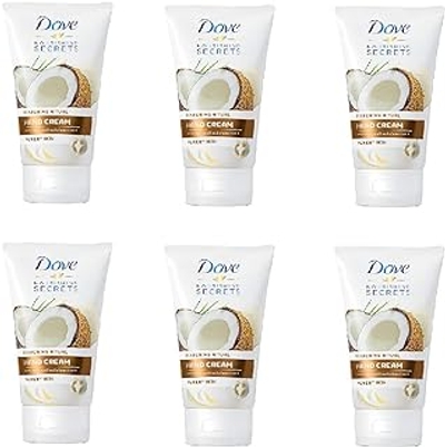 Dove voedende geheimen kokosolie & amandel melk handcrème voor de droge huid 6x75ml