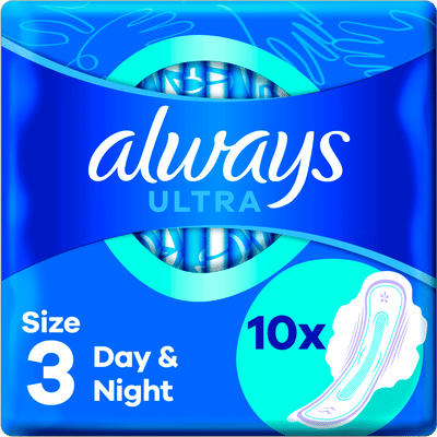 Always Ultra Maandverband Day & Night (S3) Met Vleugels - 10 stuks