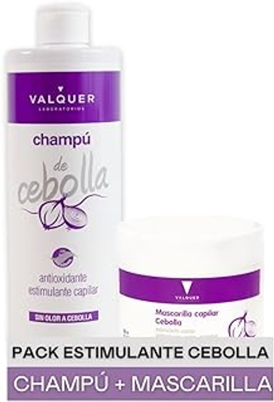 Valquer Laboratorios Pack Shampoo + uienmasker. Vet verminderen. Haar stimulerend middel. Antioxidant haar. Zuiverend Alle haartypes 500 ml + 300 ml