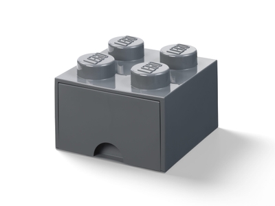 LEGO Opbergsteen met 4 noppen en 1 lade - donkergrijs