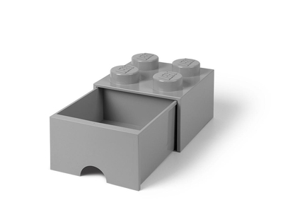 LEGO LEGO Steengrijze opslagsteen met 4 noppen en een lade