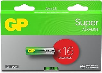 GP Super AA-batterijen alkaline 1,5 V/LR06 - 16 stuks