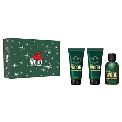 Dsquared² Green Wood Giftset - 100 ml eau de toilette spray + 100 ml showergel + 100 ml aftershave balm - cadeauset voor heren