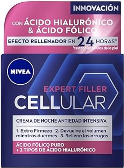 NIVEA Hyaluron Cellular Expert Filler Nachtcrème, anti-rimpelcrème met hyaluronzuur en foliumzuur, anti-aging crème met 24 uur vulwerking, vers, 50 ml 1 stuk