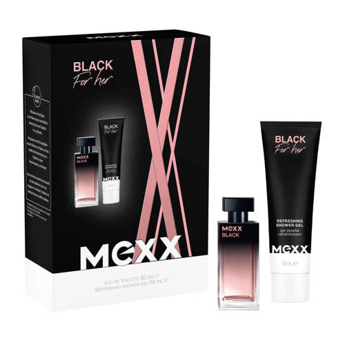 Mexx Black for Her geschenkset eau de toilette 30 ml & douchegel 50 ml