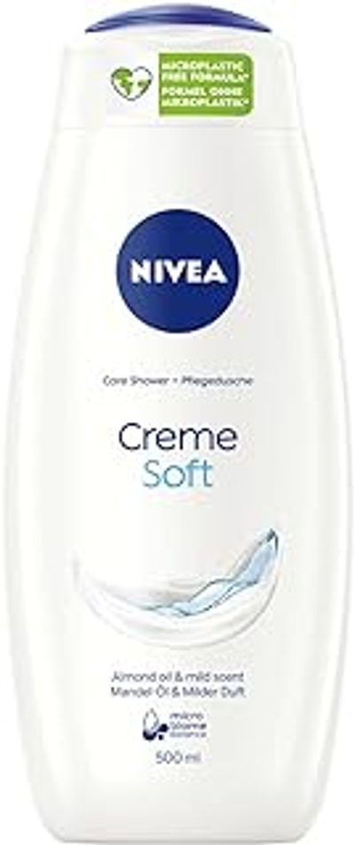 NIVEA Crème Soft verzorgende douchegel 500 ml, zacht geurende douchegel met fluweelzacht schuim, zijdeachtige crèmedouche met waardevolle amandelolie