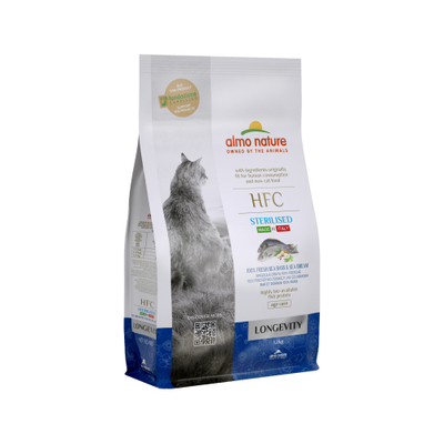 Almo Nature HFC Longevity Sterilised Kattenvoer - Zeebaars - 1,2 kg - kattenbrokken