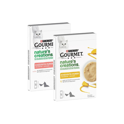 Purina Gourmet Nature's Creations Exquisite Puree Zalm & Wortel - 10 x 10 g - natvoer katten