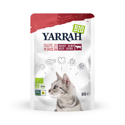 Yarrah biologische filets met rund in saus - 14 x 85 gr - natvoer katten