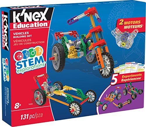 K'NEX 79320 Education STEM Explorations Vehicles Building Set, 7 Functioning Models, Educational Toys for Kids, 131 Piece STEM Learning Kit, Engineering for Kids, Construction Toys for Kids Aged 8+